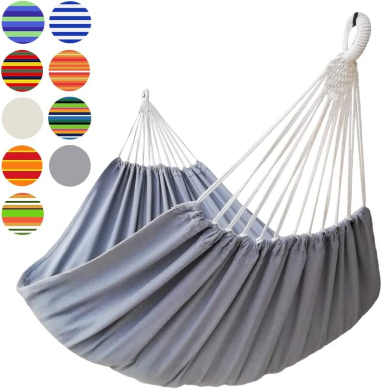 GOCAN Hamac 2 Places avec Toile 220x150cm Pour 2 Personnes, Longueur Totale 330cm Charge 250kg Pour Jardin d'interieur/Exterieur Gris