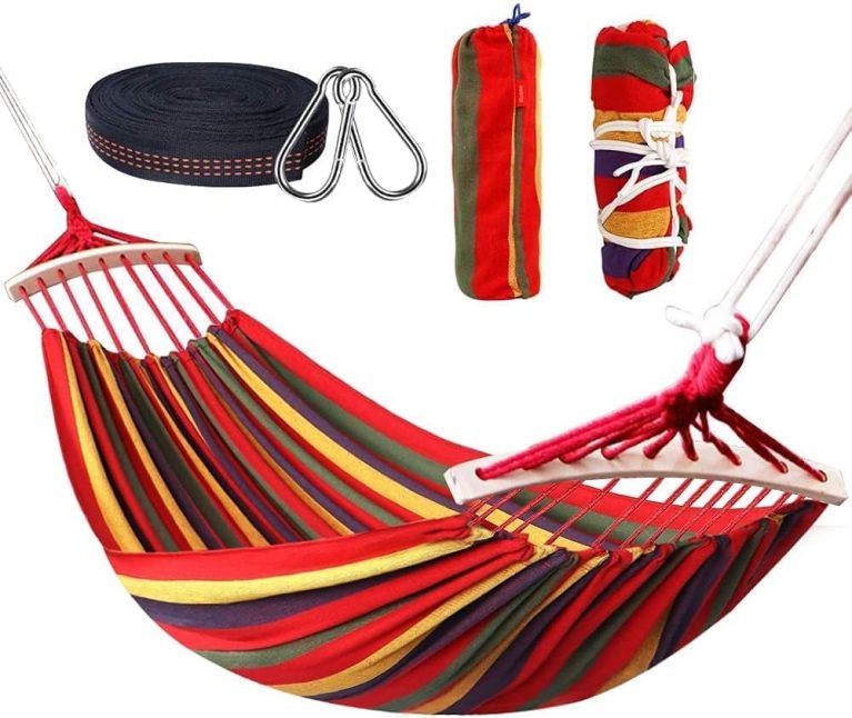 HOSPAOP Hamac Double à Barres Capacité de Charge Statique 300 kg 280 x 160 cm, Toile Hamacs Exterieur pour Intérieur, Balcon, Extérieur, Jardin, Voyage, Camping