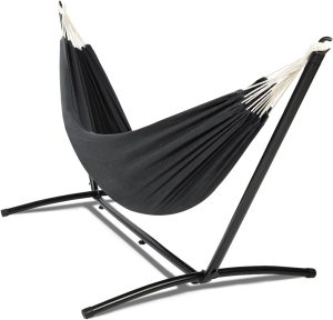 IDMarket Hamac avec Support Métal et Toile Anthracite