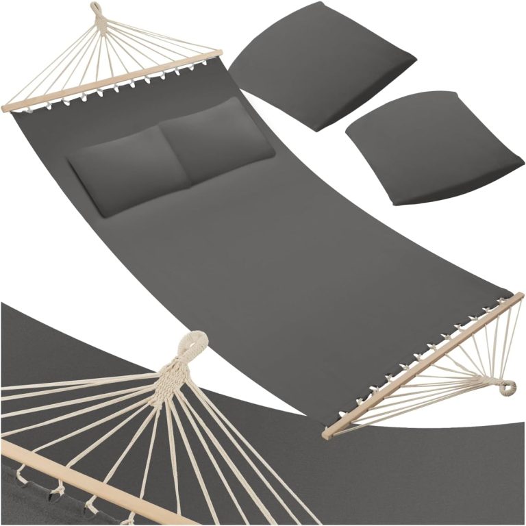 tectake® Hamac 2 Places Hamac Double Exterieur avec 2 Oreillers extérieur, 325x150x2,5 cm, Supporte Max. 240 kg, Couchage 230x145 cm, pour Relaxation Terrasse Exterieur Piscine Jardin Balcon Veranda